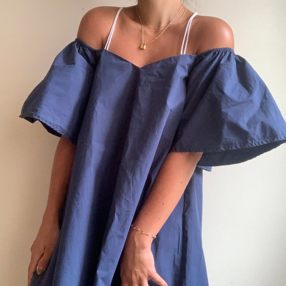 LUMIERE NAVY OFF SHOULDER DRESS